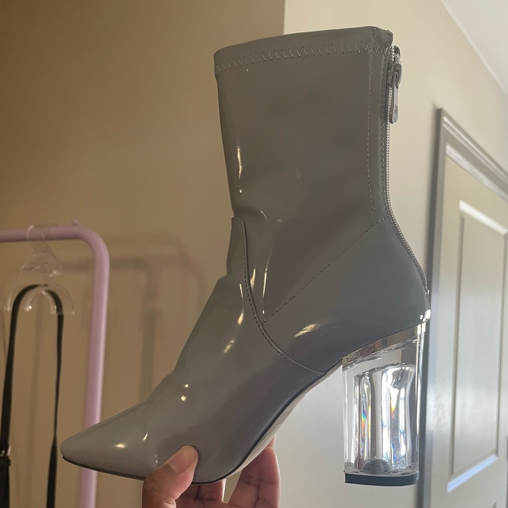 Missguided Clear-Heel Patent Ankle Boots
